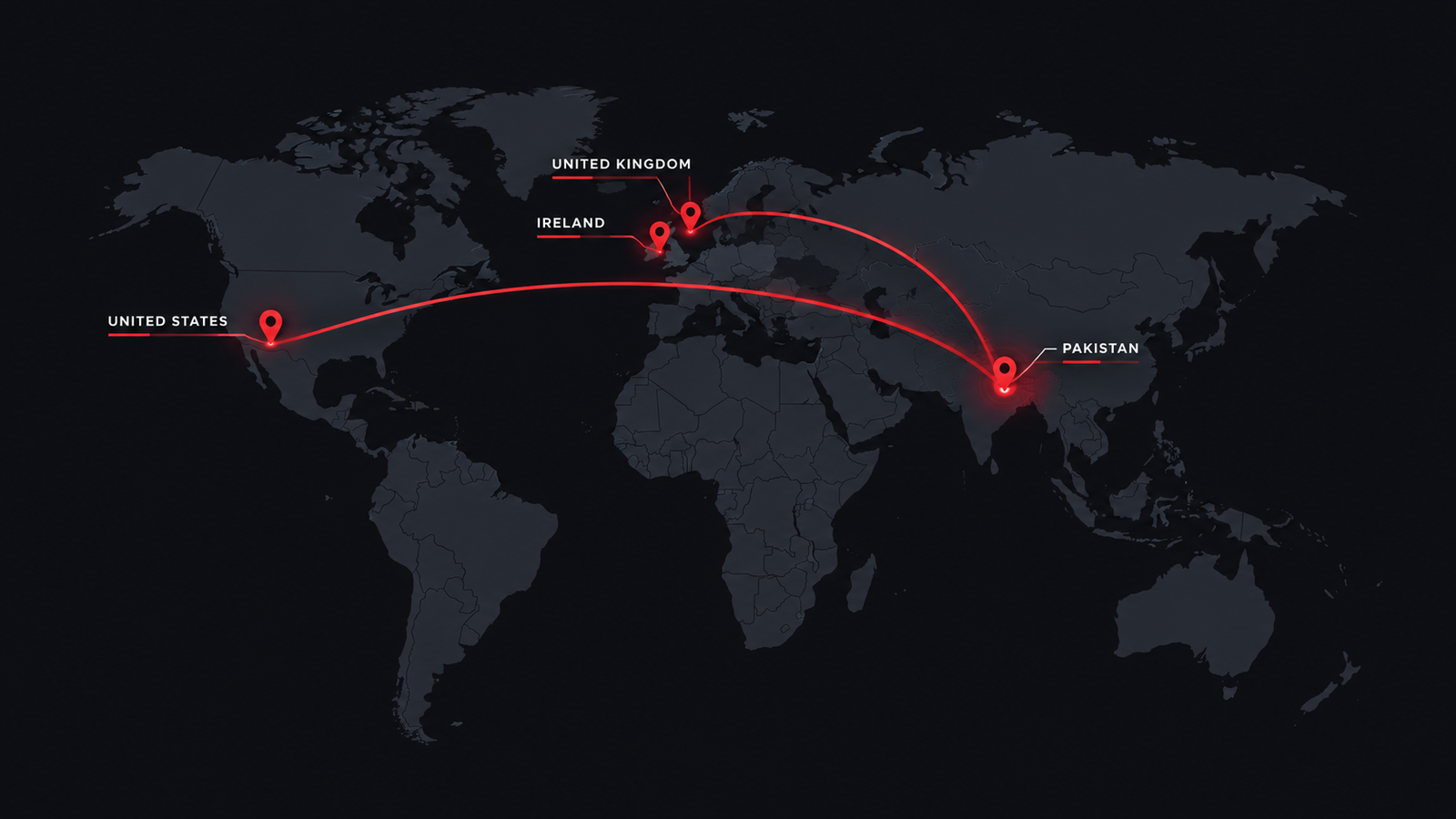 Global Outsource's focus markets: the United Kingdom, Ireland, the United States and Pakistan