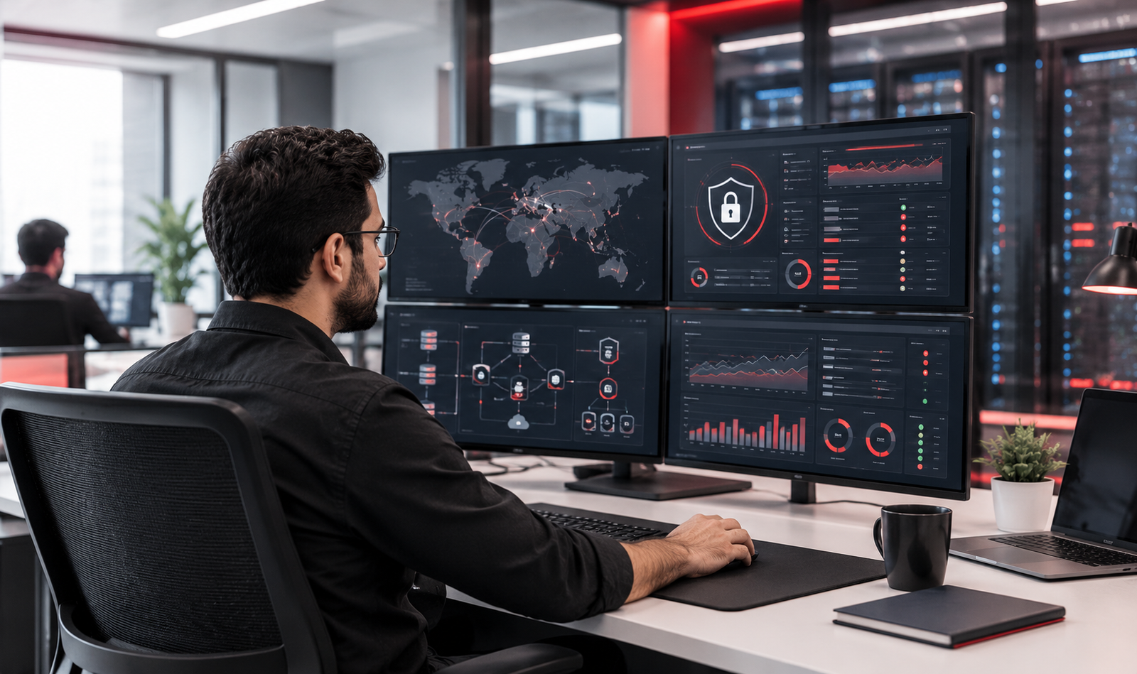 IT professionals monitoring systems and providing secure technology support
